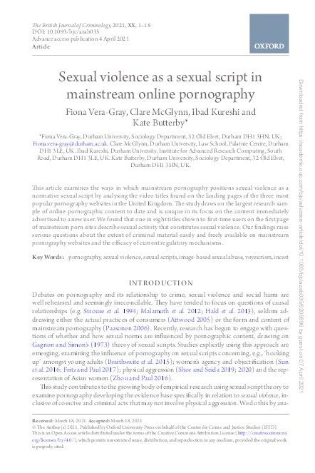 Sexual violence as a sexual script in mainstream online。